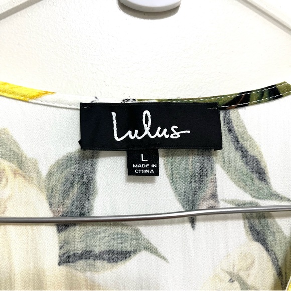 Lulus A La Tart White and Yellow Lemon Print Wrap Dress Size Large - Picture 4 of 8